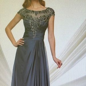 Montage by MonCheri gown illusion and cap sleeves